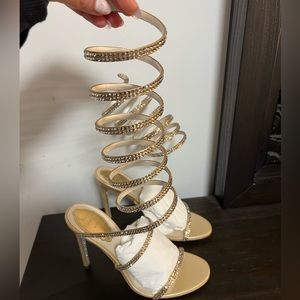 RENE CAOVILLA
Cleo embellished satin sandals size 35.5 4” heel